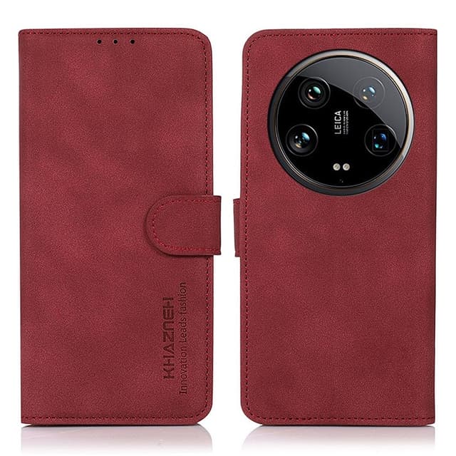 SKALO Xiaomi 14 Ultra 5G KHAZNEH Plånboksfodral i PU-Läder - Röd