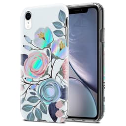 iPhone XR lommebokdeksel Blomster (hvit)