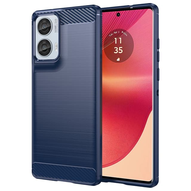 SKALO Motorola Edge 50 Fusion Armor Carbon Iskunkestävä TPU suojakuori - Sininen