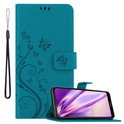Huawei Y6 PRO 2019 lommebokdeksel Blomster (blå)