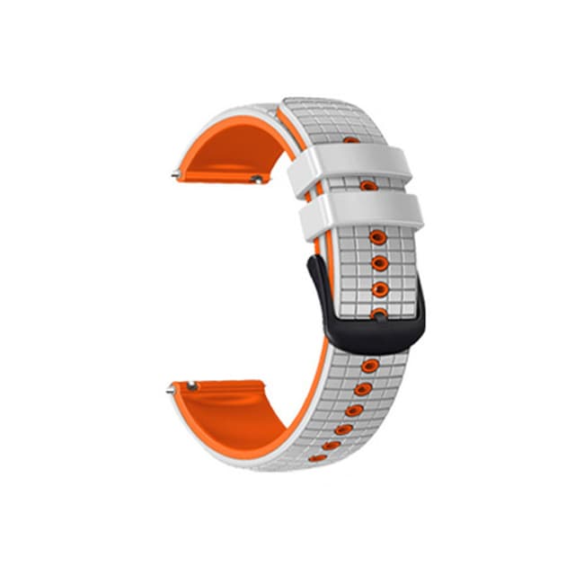 Silikoninen kellohihna SAMSUNG Galaxy Watch 3:lle ja Garmin Forerunner 255:lle Valkoinen + oranssi 20 mm