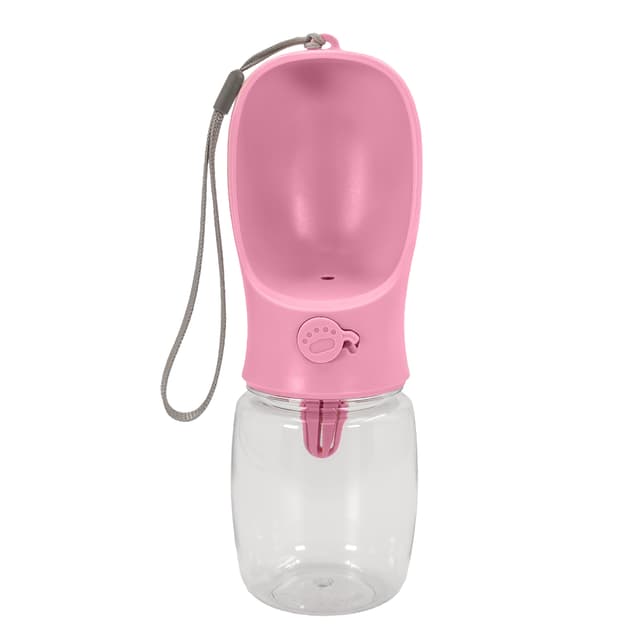 Bärbar vattenflaska i plast för hundar 350 ml (Rosa)