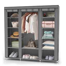 Fällbar Garderob 150x175x45 cm Klädskåp Skåpet (grå)