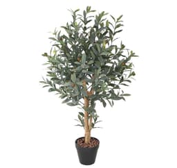 Tekopuu OLIVE, H90cm, 2 puurunkoa, musta ruukku