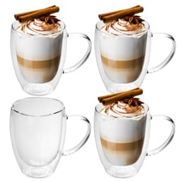4x Kaffeglas Teglas Kaffekopp Mugg Termoglas 300-400ml