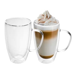 2x Kaffekopp Mugg Termoglas 400-500ml Teglas Kaffeglas