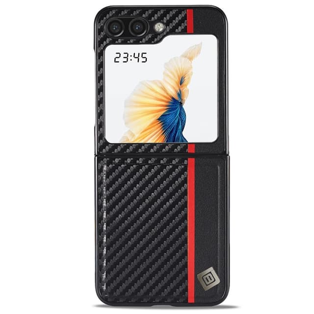 SKALO Samsung Z Flip6 LC.IMEEKE Carbon Fiber PU Leather Cover - Sort