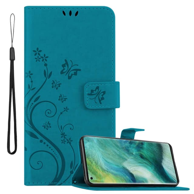 Oppo FIND X2 lommebokdeksel Blomster (Blå)