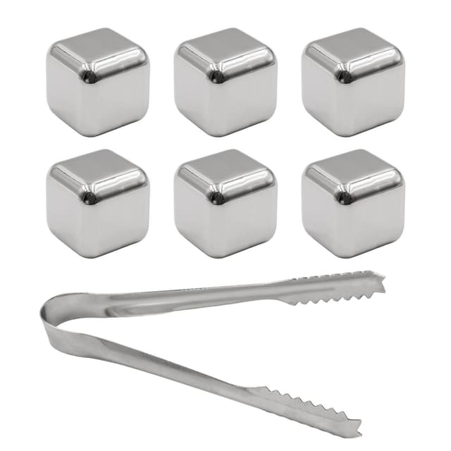 Whiskysteiner 6x isbiter kjølesteiner Kjølebiter (sølv)