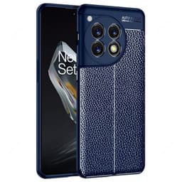 Lædermønstret TPU Cover OnePlus 12 - Blå