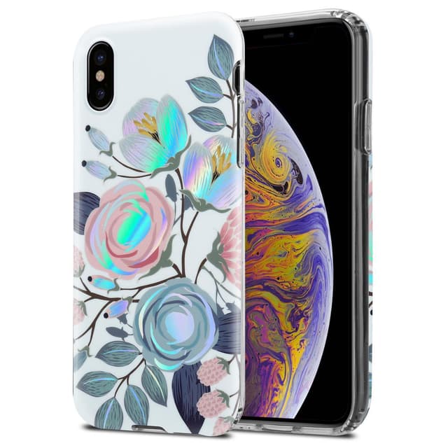 iPhone XS MAX Fodral Skal Blommor (Vit)