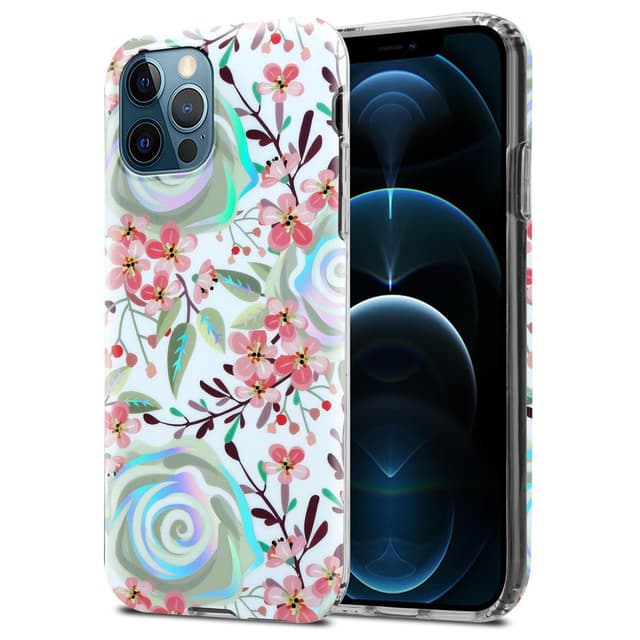 iPhone 12 PRO MAX Etui Cover Blomster (Hvid)