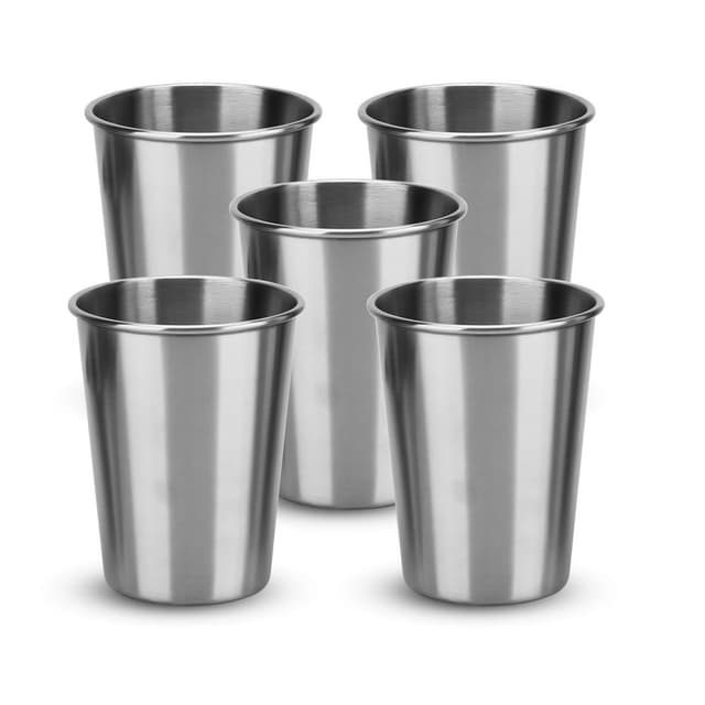 5x Krus i rustfritt stål stablebar drikkekopp (170ml)