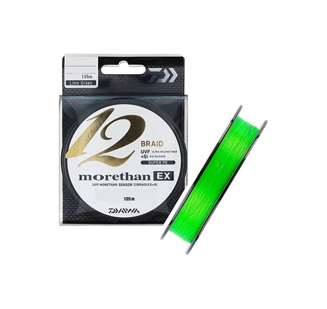 Flettet fiskesnøre Daiwa Morethan 12 Braid EX+SI 0,12mm 135m limegrønn