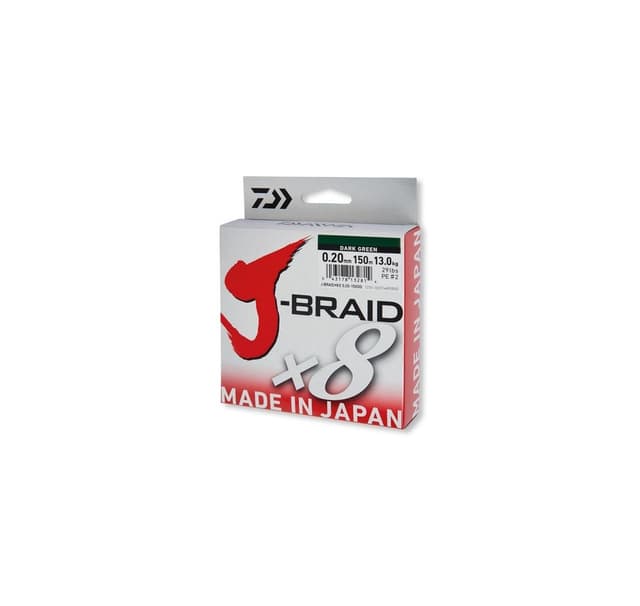 Flettet line Daiwa J-Braid X8 0,22mm 150m mørkegrøn