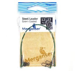 Stålleder, 1x7 dekket, grønn, 12 kg, 15 cm, 2 stk, Merganser