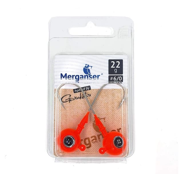 Jigghuvud, 3D Eyes, 8 g, röd, hakad av Gamakatsu 5/0, 2 st, Merganser