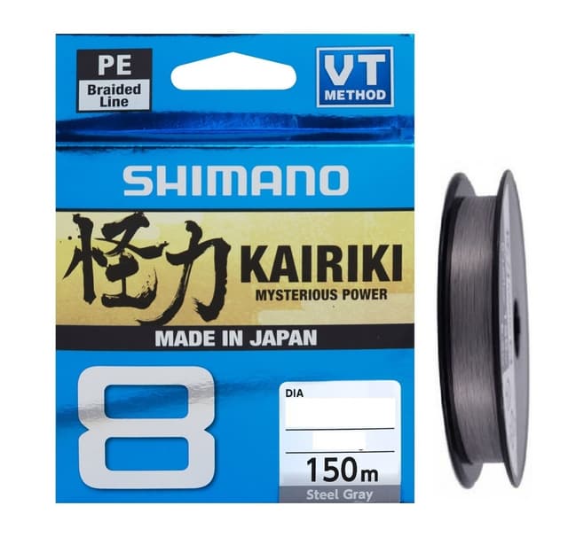 Flätad fiskelina Shimano Kairiki 8 PE stålgrå 150m 0,23mm 22,5kg