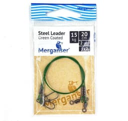 Stålleder, 1x7 dekket, grønn, 15 kg, 20 cm, 2 stk, Merganser