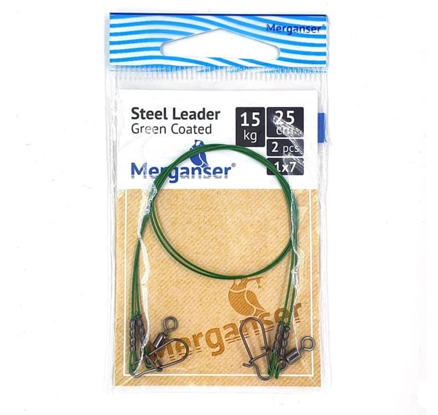 Stålledare, 1x7 täckt, grön, 15 kg, 25 cm, 2 st, Merganser