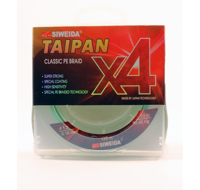 Flätad fiskelina SWD Taipan Classic PE X4 0,18mm 135m 10,45kg ljusgrön