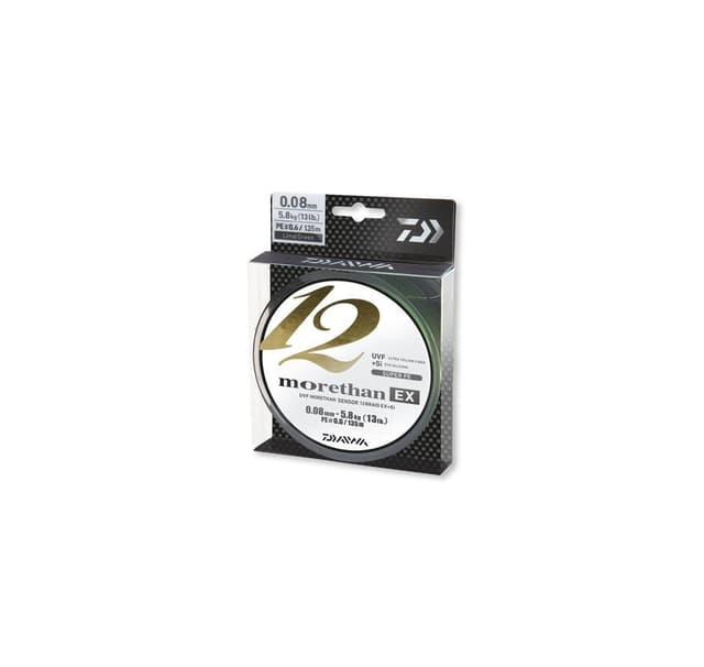 Flettet linje Daiwa Morethan 12 Braid EX+SI 0,18mm 135m limegrønn