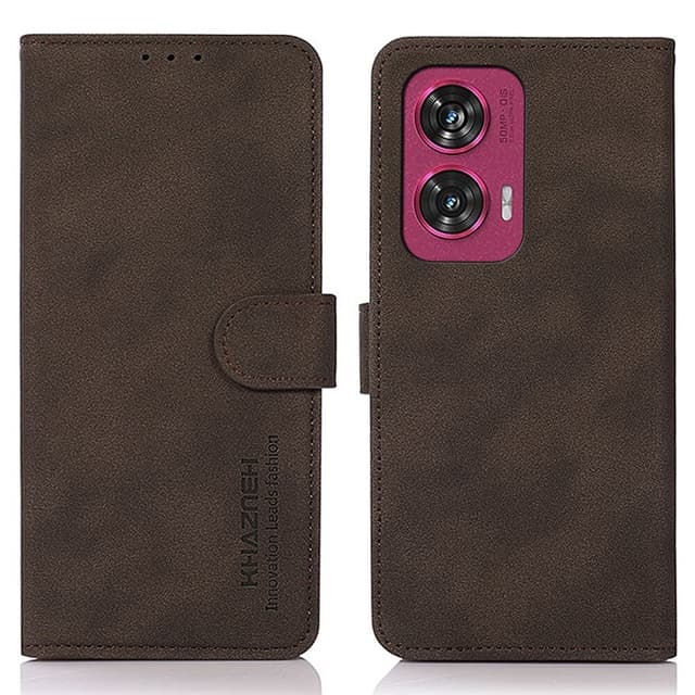 SKALO Motorola Edge 50 Fusion KHAZNEH Lompakkokotelo PU-nahasta - Ruskea