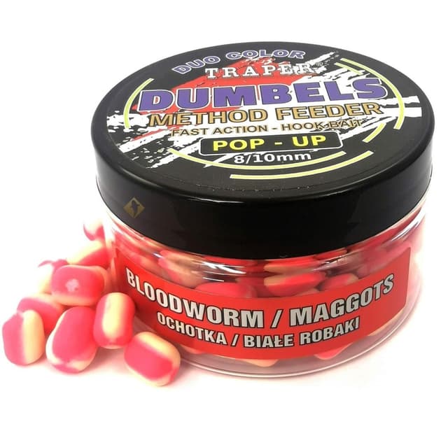 Groundbait TRAPER Dumbels duo color Pop-Up 8-10mm 30g joker/bloodworm