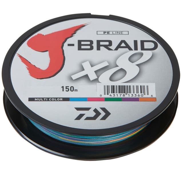 Flätad fiskelina Daiwa J-Braid X8 0,20 mm 150 m flerfärgad