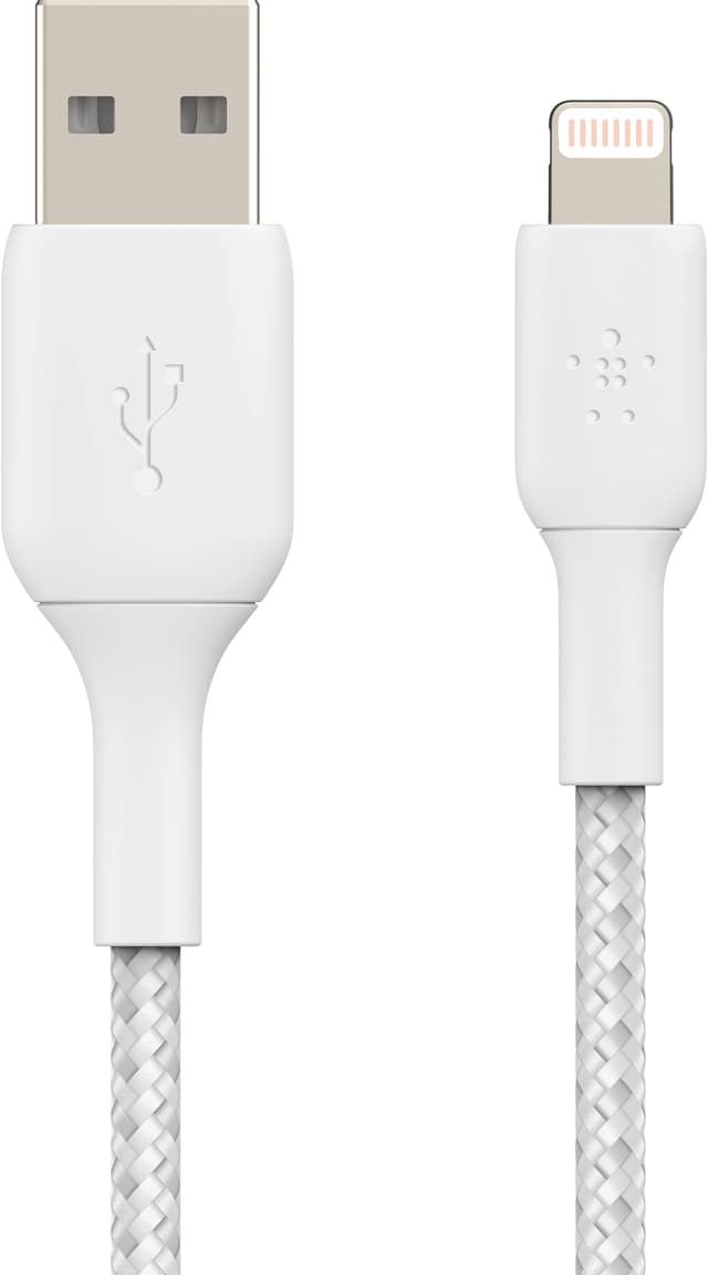 Belkin BOOST CHARGE Lightning til USB-A flettet kabel 2m (hvid)