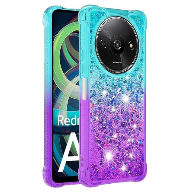 SKALO Xiaomi Redmi A3 Kvicksand Glitter Hjärtan TPU-skal - Turkos-Lila