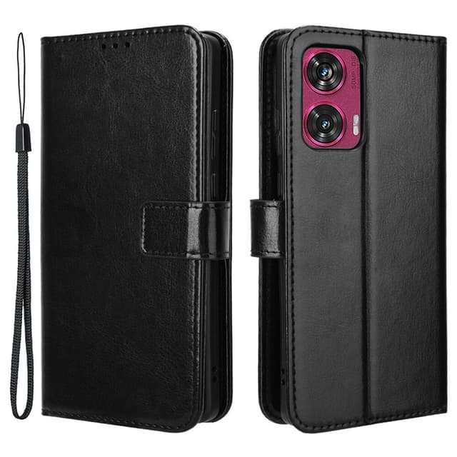 SKALO Motorola Edge 50 Fusion PU-Läder Plånboksfodral - Svart