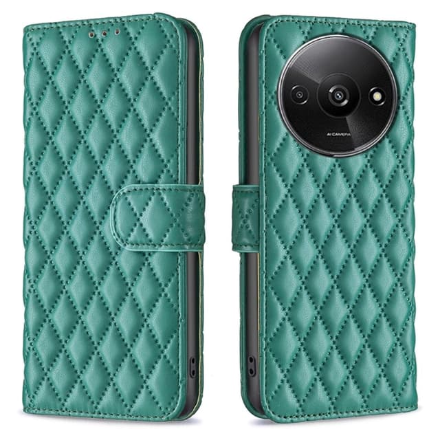 SKALO Xiaomi Redmi A3 BINFEN COLOR Quiltat Plånbok - Grön