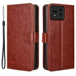 SKALO Asus Zenfone 11 Ultra 5G Crazy Horse lompakko PU nahka - Ruskea