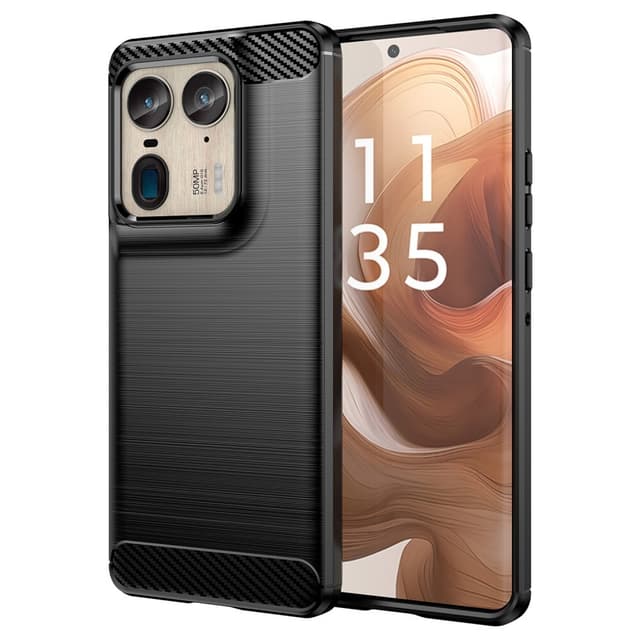 SKALO Motorola Edge 50 Ultra Armor Carbon Iskunkestävä TPU suojakuori - Musta