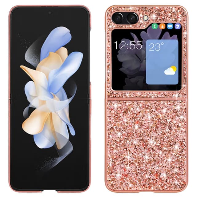 SKALO Samsung Z Flip6 Glitter TPU Cover - Rosa guld