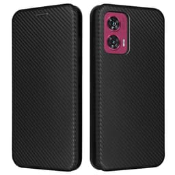 SKALO Motorola Edge 50 Fusion Carbon Fiber Lompakkokotelo - Musta