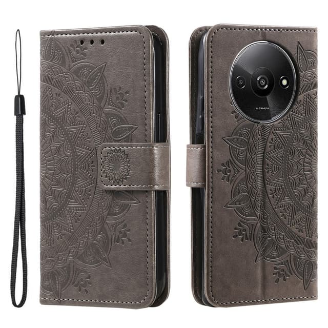 SKALO Xiaomi Redmi A3 Mandala Plånboksfodral - Grå