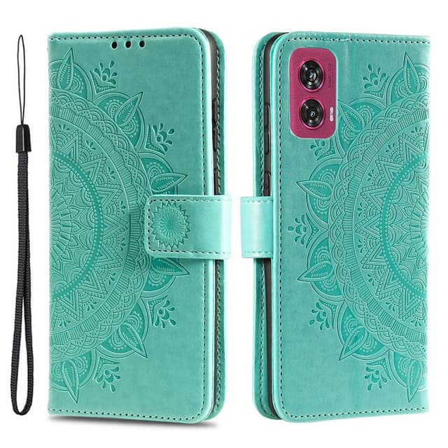 SKALO Motorola Edge 50 Fusion Mandala lompakkokotelo - Turkoosi