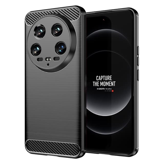 SKALO Xiaomi 14 Ultra 5G Armor Carbon Stöttåligt TPU-skal - Svart