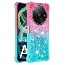 SKALO Xiaomi Redmi A3 Juoksuhiekka Glitter Sydämet TPU kuori - Pinkki-Turkoosi