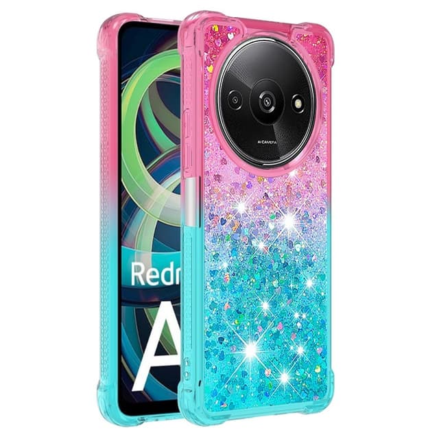 SKALO Xiaomi Redmi A3 Kvicksand Glitter Hjärtan TPU-skal - Rosa-Turkos
