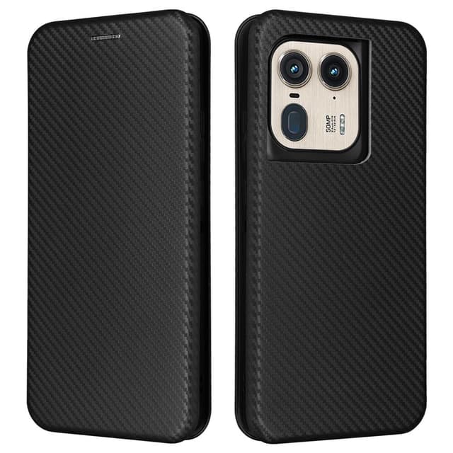 SKALO Motorola Edge 50 Ultra Carbon Fiber Plånboksfodral - Svart