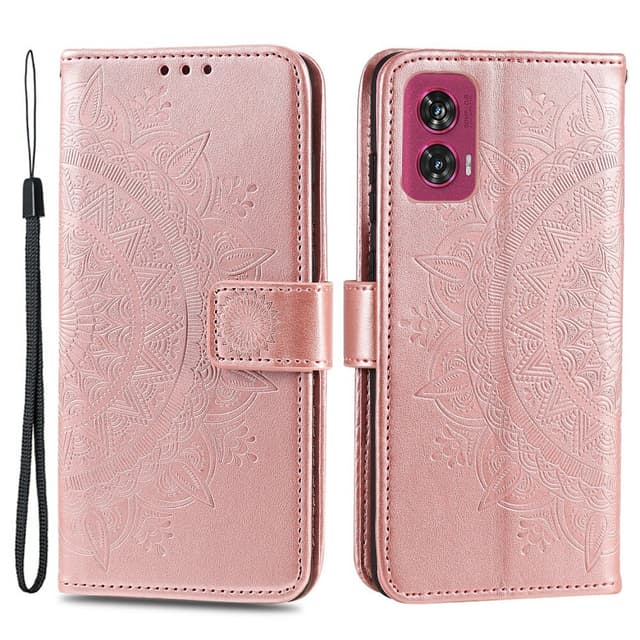SKALO Motorola Edge 50 Fusion Mandala lompakkokotelo - Ruusukulta