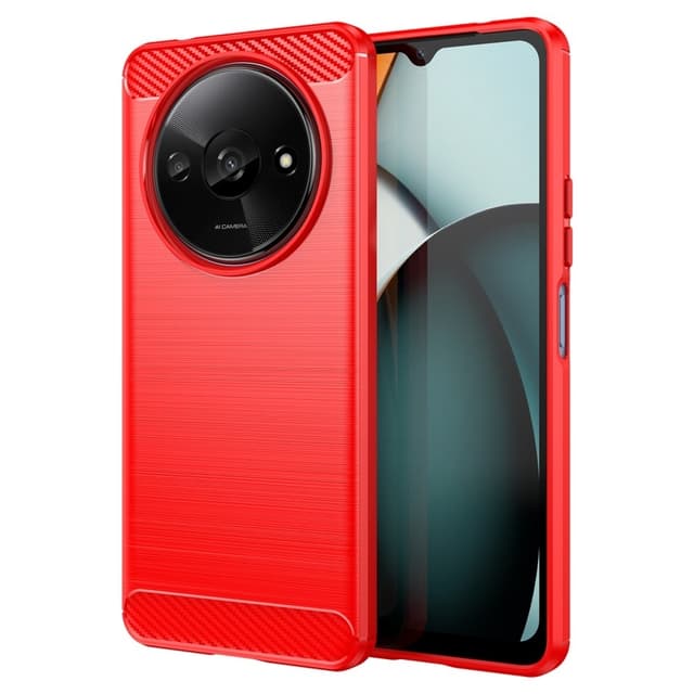 SKALO Xiaomi Redmi A3 Armor Carbon Stöttåligt TPU-skal - Röd