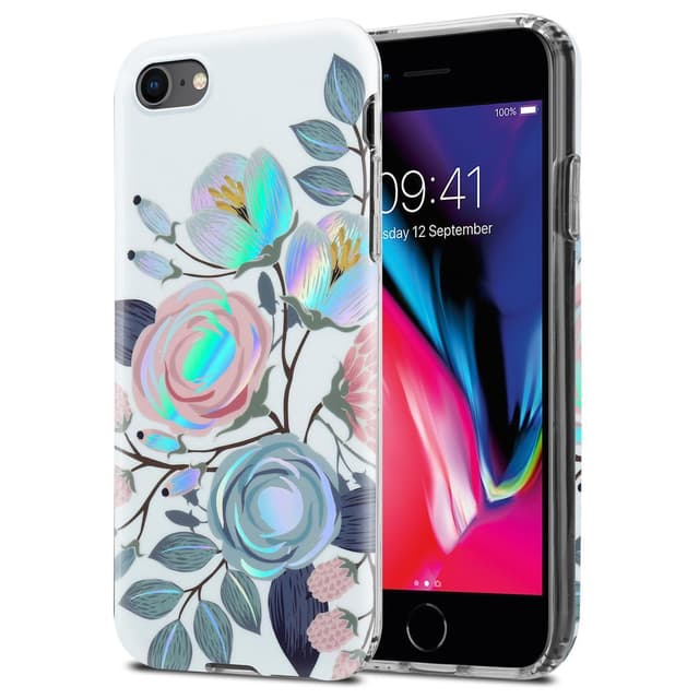 iPhone 7 / 7S / 8 / SE 2020 Etui Cover Blomster (Hvid)