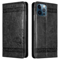 iPhone 12 / 12 PRO Plånboksfodral Skal (Svart)