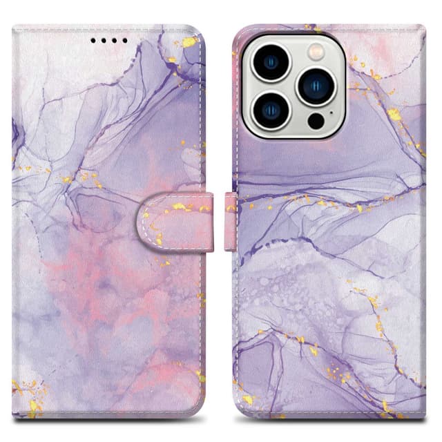 iPhone 14 PRO Suojakuori Lompakkokotelo (Violetti)