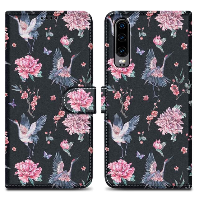 Huawei P30 Plånboksfodral Skal (Svart)