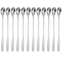 Sked Set med 12 långa skedar i rostfritt stål (silver)